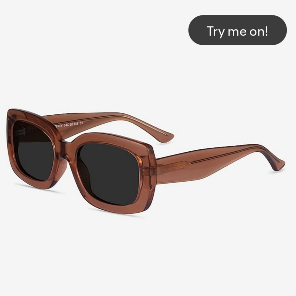 Rectangle Brown Clear Sunglasses
